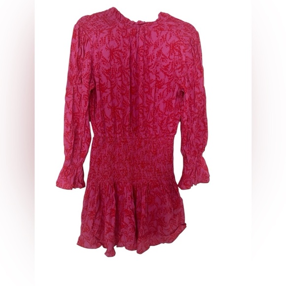 Karlie Pink & Red Smocked Waist Mini Dress​​​ - Picture 2 of 6